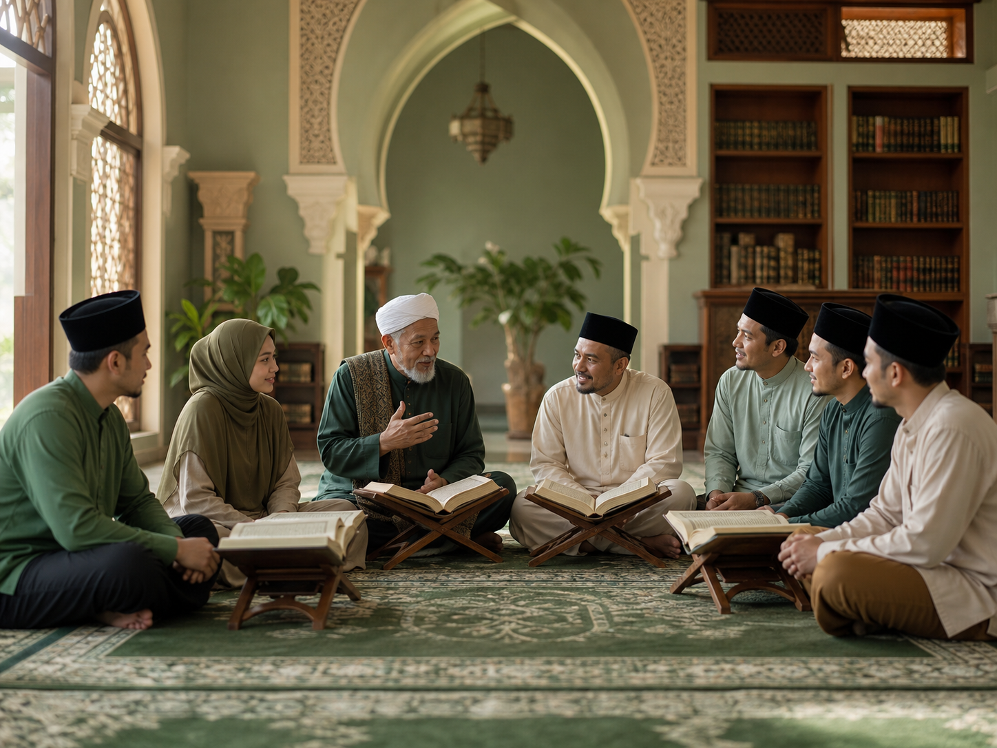 Majlis ilmu dalam suasana tenang bersama para ulama dan penuntut